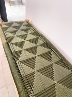 Handmade Green Cord Bench handcrafted from solid eucalyptus wood with a handwoven green cord seat