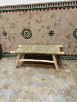 Handwoven Palm Leaf Bench – Handmade Solid Wood Moroccan Accent Bench for Entryway & Bedroom - Image 3
