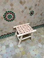 Small Natural Leather Bench handcrafted from solid wood with a genuine natural leather seat