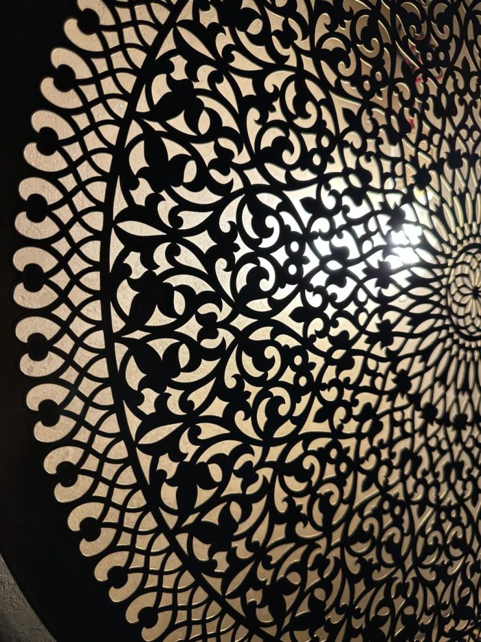 Ornate Brass Medallion Wall Light – Handmade Pierced Brass Sconce - Image 9