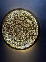 Ornate Brass Medallion Wall Light handcrafted from solid brass with intricate pierced floral detailing