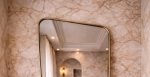 Rounded Rectangle Brass Mirror with solid brass frame and clear glass for bathroom vanity