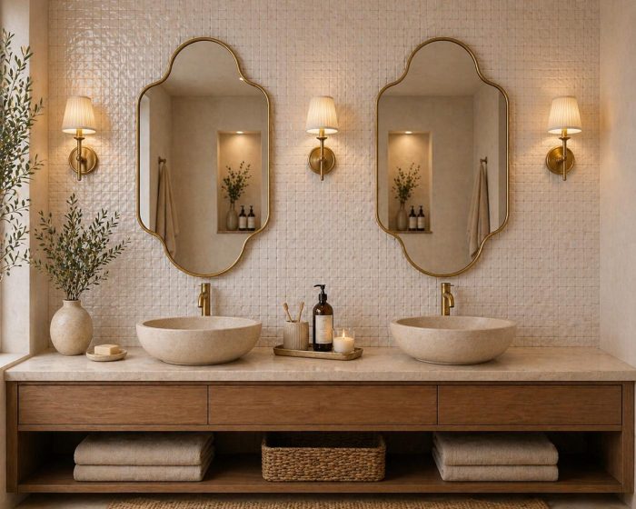 Moroccan Arch Brass Mirror with handmade brass frame