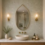 Moroccan Pointed Arch Brass Mirror handcrafted with a solid brass frame for bathroom wall décor