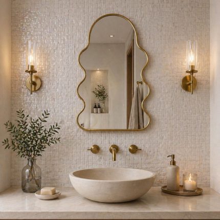 Wavy Arch Brass Mirror handmade Moroccan brass frame