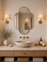 Moroccan Arch Brass Mirror with handmade brass frame