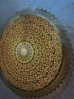 Round Filigree Brass Wall Light with intricate hand-perforated brass design