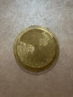 Round Filigree Brass Wall Light with intricate hand-perforated brass design