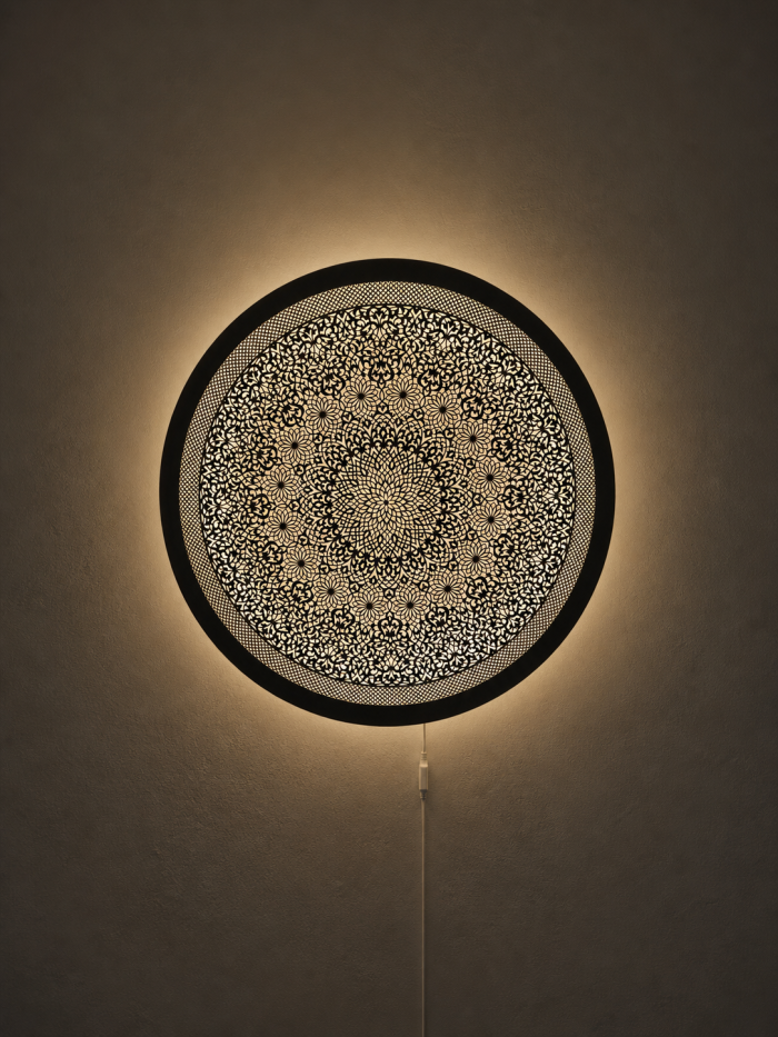 Moroccan Brass Wall Light – Handmade Round Pierced Brass Decorative Sconce - Image 5